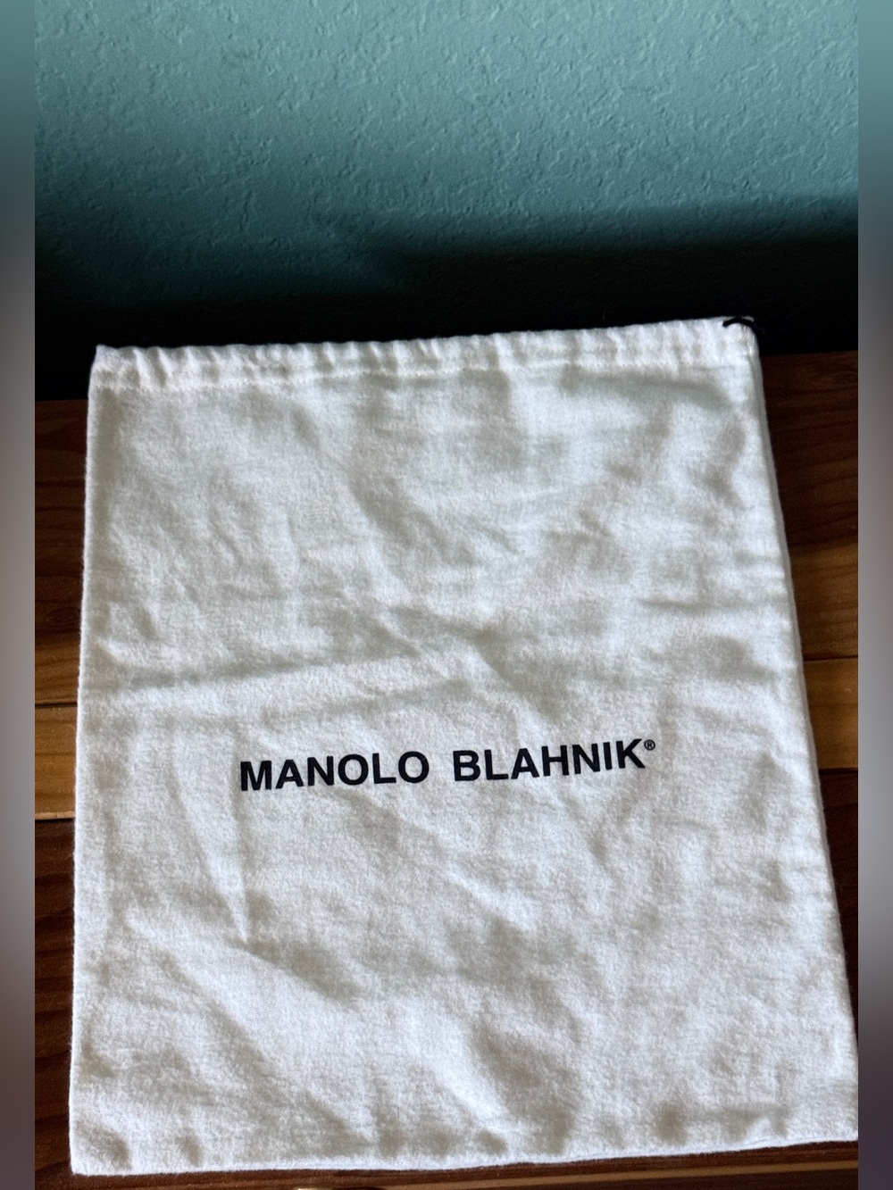 Manolo Blahnik Soft Flannel Drawstring Dust Bag Shoe Storage 13” x 10.5”